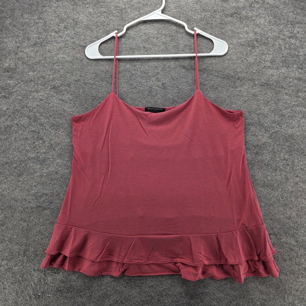 Banana Republic Tank Top Womens Large Red Ruffle Hem Sleeveless Blouse Layered